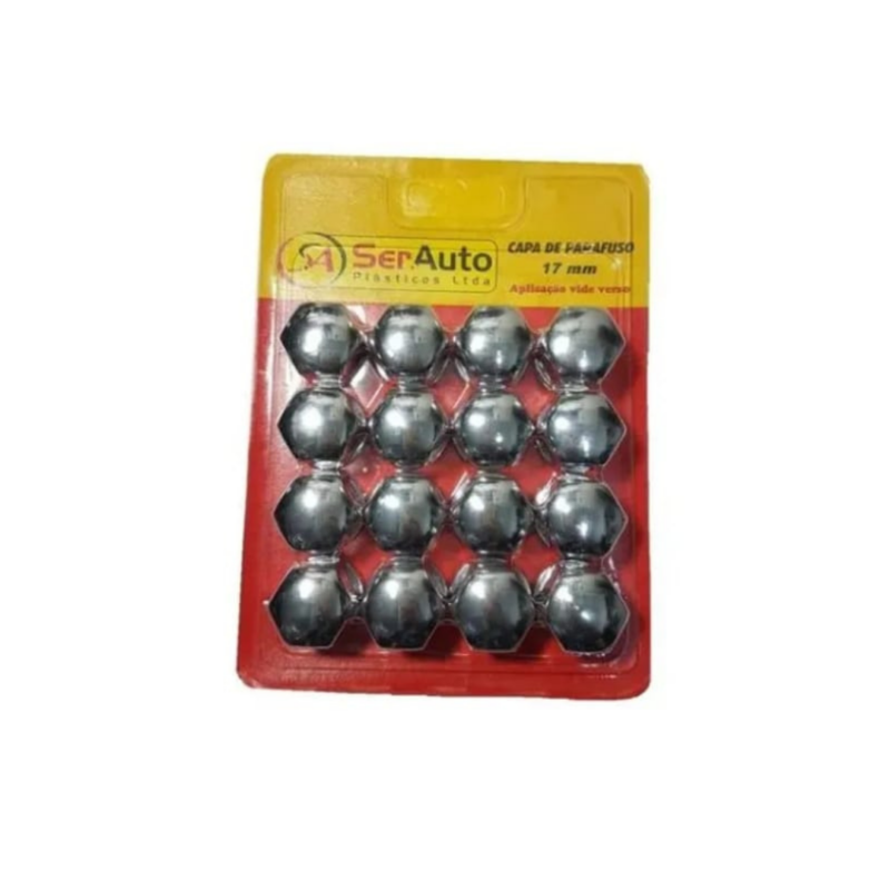 Capa Parafuso universal Lisa 17mm cromado 16pcs