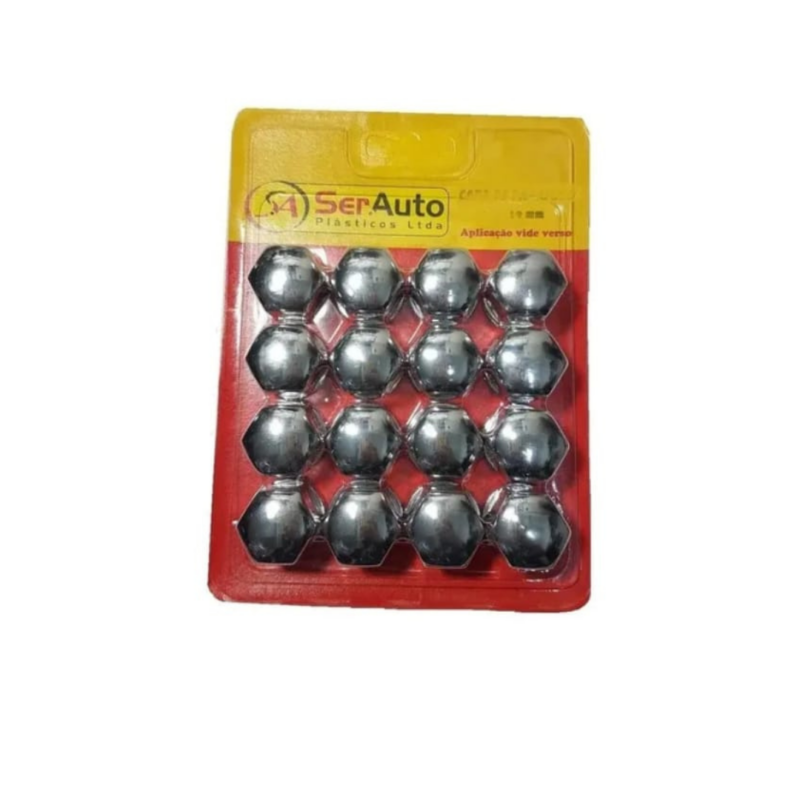 Capa Parafuso Universal Lisa 19mm Cromado 16pcs